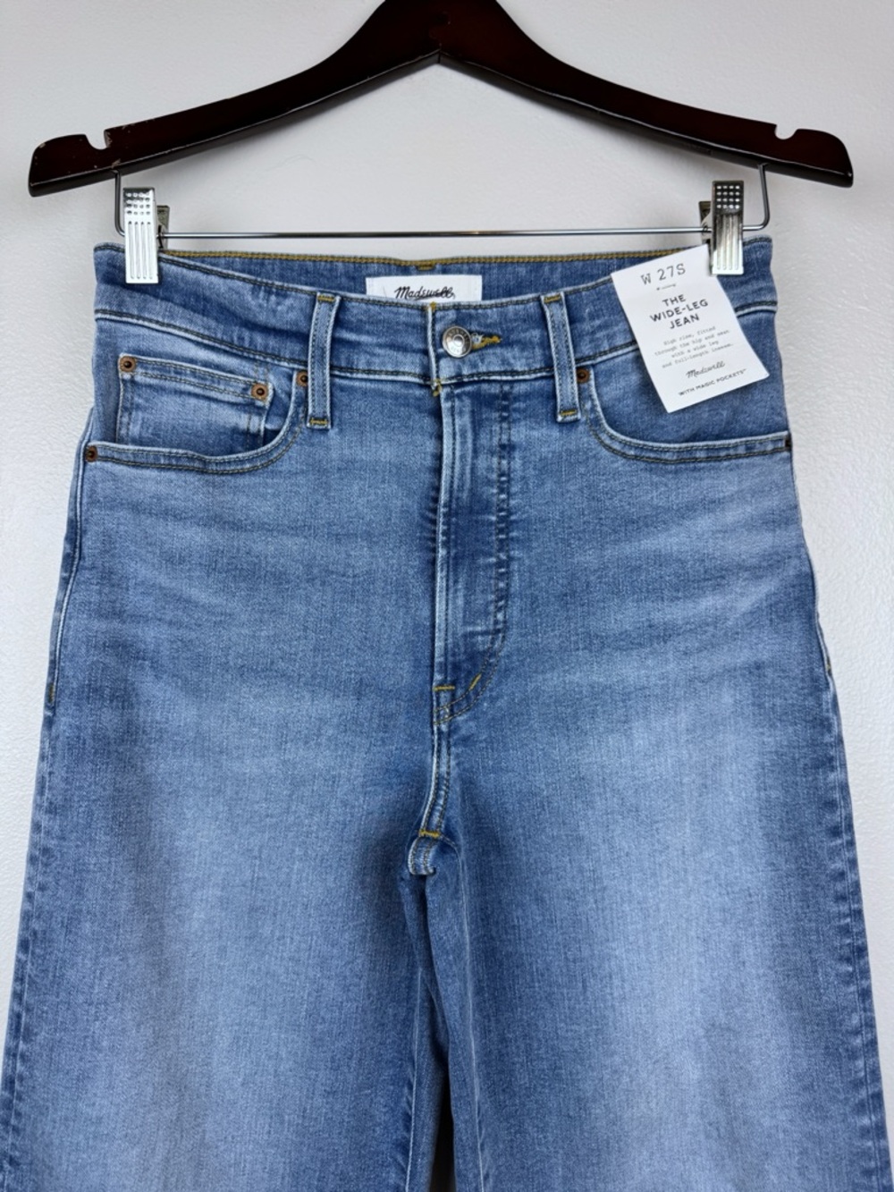 Madewell Short Wide Leg Jeans Super Stretch Coastal Blue Wash Size 27S NWT - Picture 4 of 11